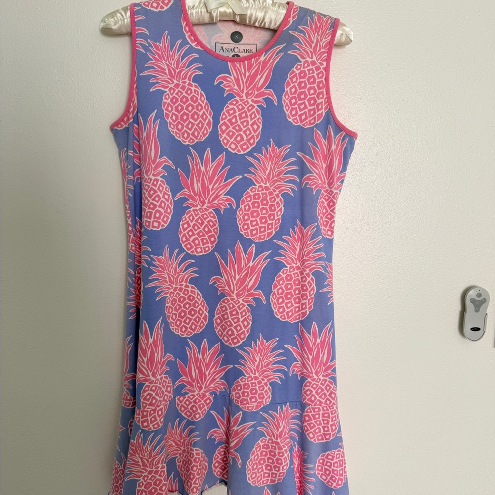 Pink and Blue Pineapple Mini Dress